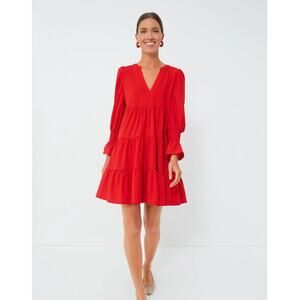 Pomander Place Tuckernuck Red Crepe Kenzo Dress Size XL Preppy Tiny Flaw
